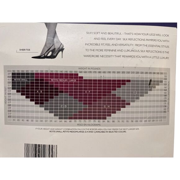 Hanes Silk Reflections Pantyhose Grey Mist Size EF Style 717 Control Top Sheer - Picture 3 of 5